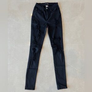 Fashion Nova Distressed Black Skinny Jeans